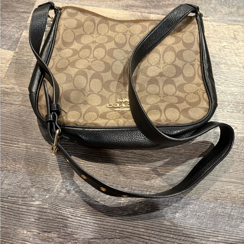 Coach Brown and Black Crossbody Bag with Signature Style